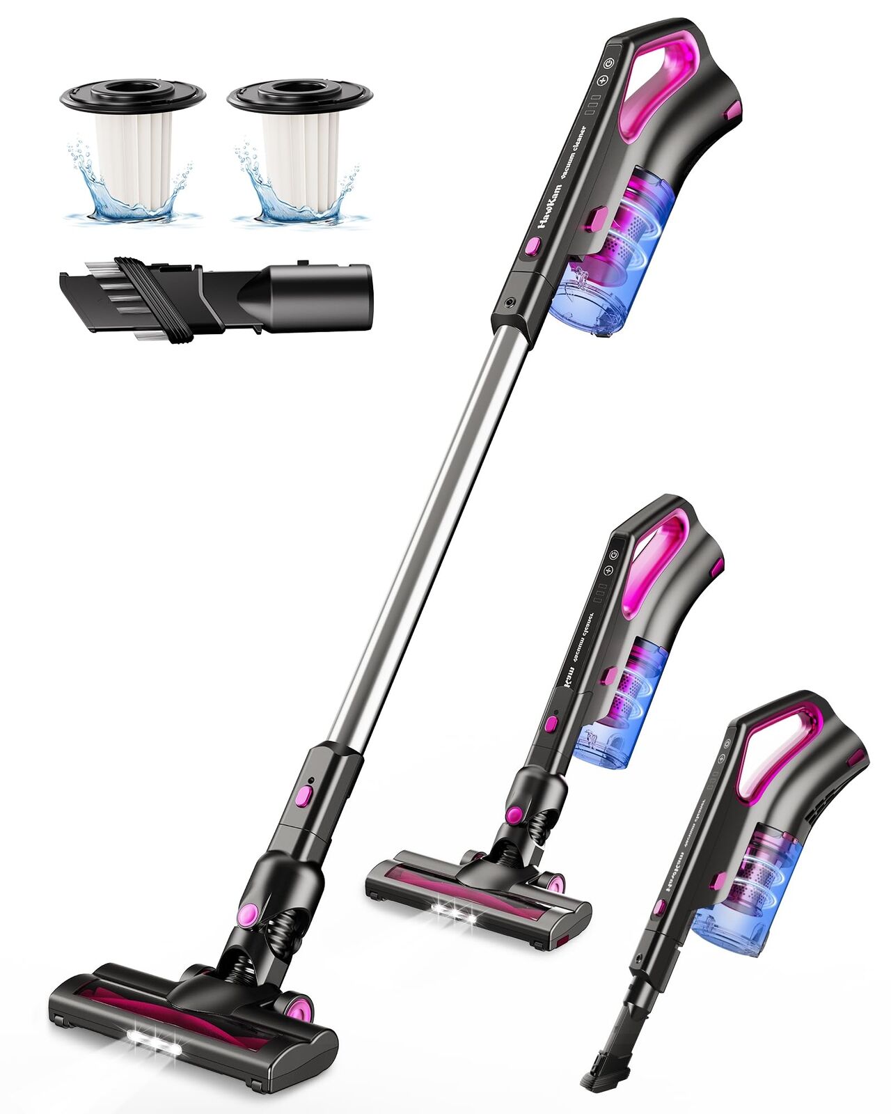 Cordless Vacuum Cleaner with 2200mAh Detachable Battery, Telescopic Wand, 7 i...