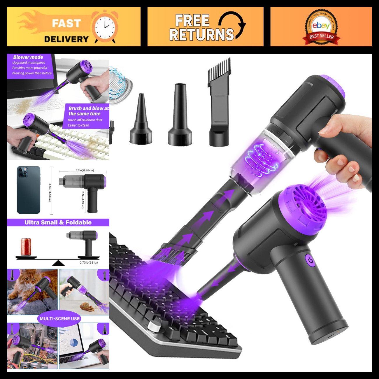 Mini Computer Vacuum Cleaner & Compressed Air Duster 14500Pa, 110000RPM, Cordles Mini Computer Vacuum Cleaner & Compressed Air Duster 14500Pa, 110000RPM, Cordles