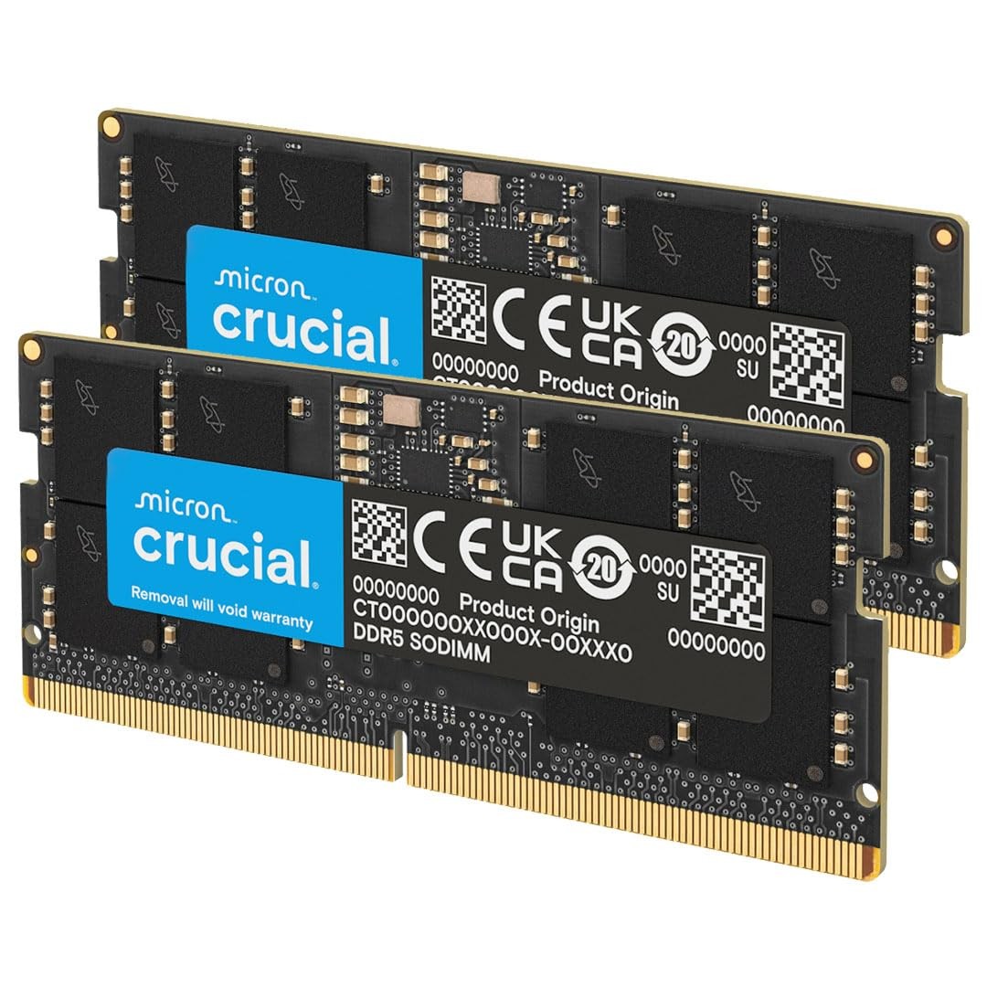 Crucial 128GB Kit (2x64GB) DDR5 5600MHz Laptop RAM SODIMM CT2K64G56C46S5 Crucial 128GB Kit (2x64GB) DDR5 5600MHz Laptop RAM SODIMM CT2K64G56C46S5