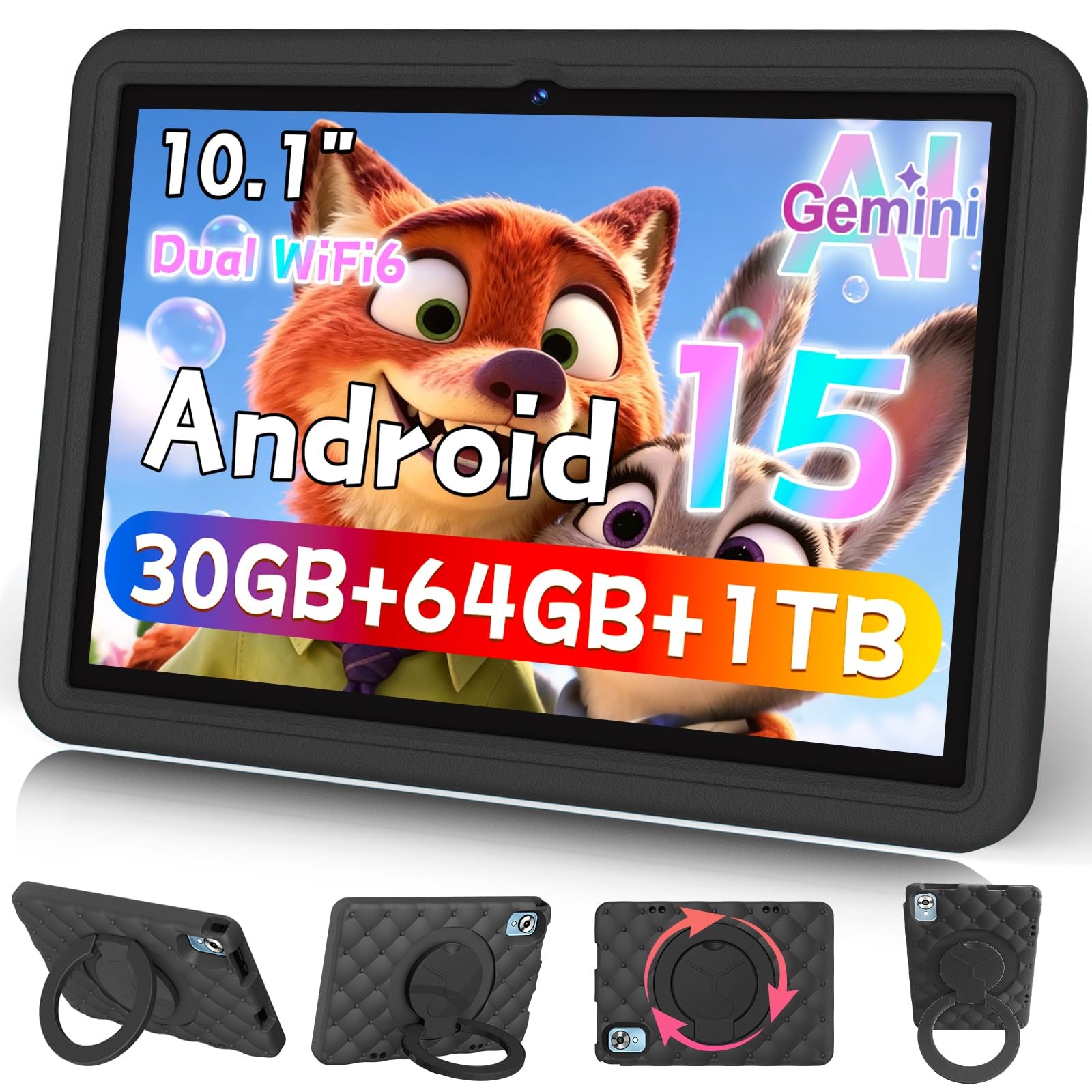 DMOAO 10.1 Inch Kids Tablet Android 15-30GB RAM+64GB ROM(1TB Black DMOAO 10.1 Inch Kids Tablet Android 15-30GB RAM+64GB ROM(1TB Black