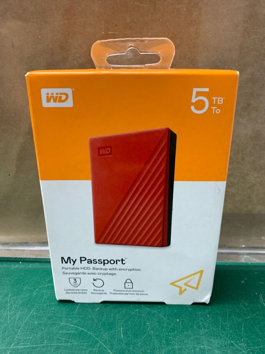 WD My Passport 5TB 2.5” Portable External HDD Red (E10031964)