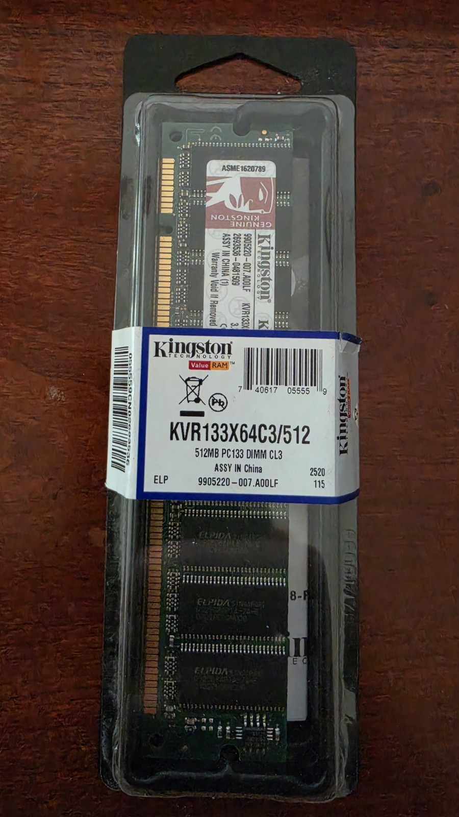Kingston KVR133X64C3/512 (512 MB, PC133, SDRAM, 133 MHz, DIMM 168-pin) RAM New Kingston KVR133X64C3/512 (512 MB, PC133, SDRAM, 133 MHz, DIMM 168-pin) RAM New