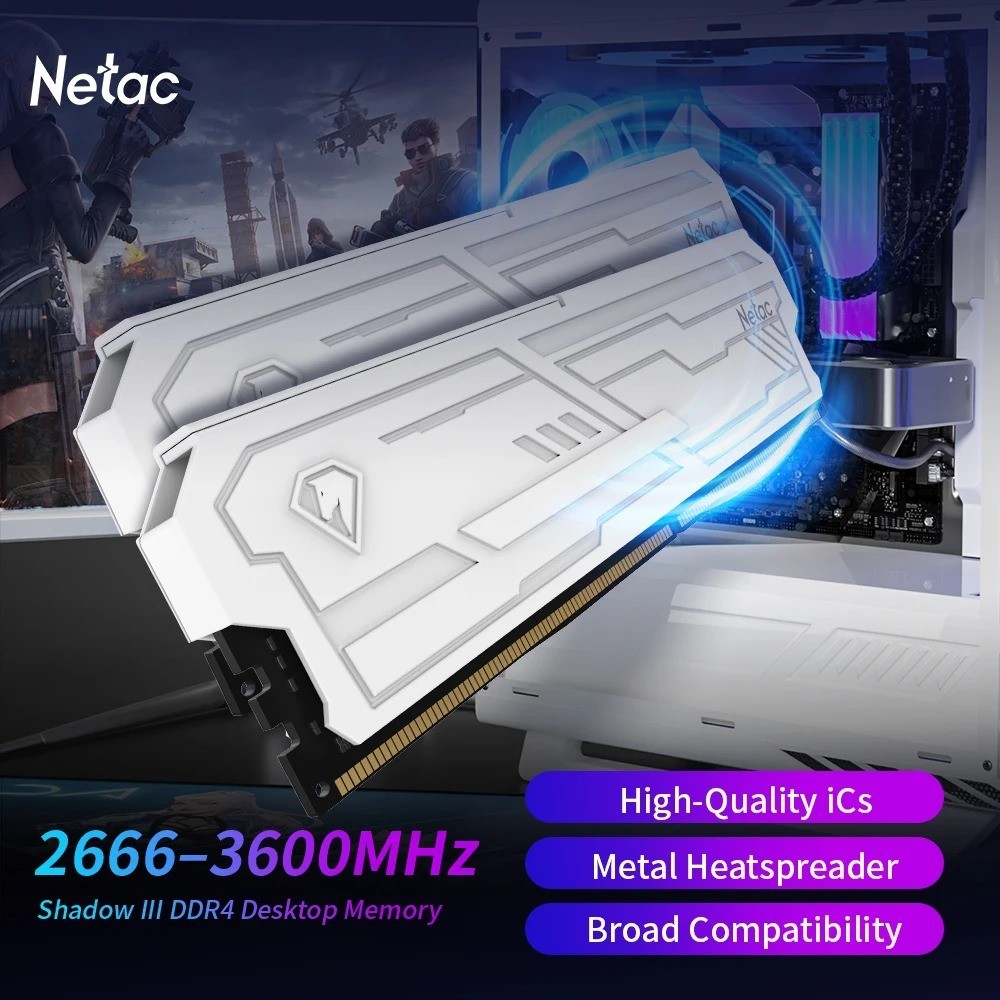 Netac Shadow III DDR4 16GB (2x8GB) 3200MHz Desktop RAM Memory Kit Netac Shadow III DDR4 16GB (2x8GB) 3200MHz Desktop RAM Memory Kit