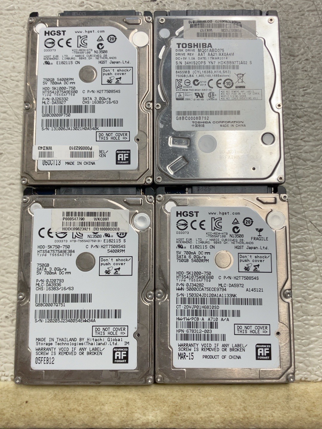 Lot of 4 750GB 2.5\