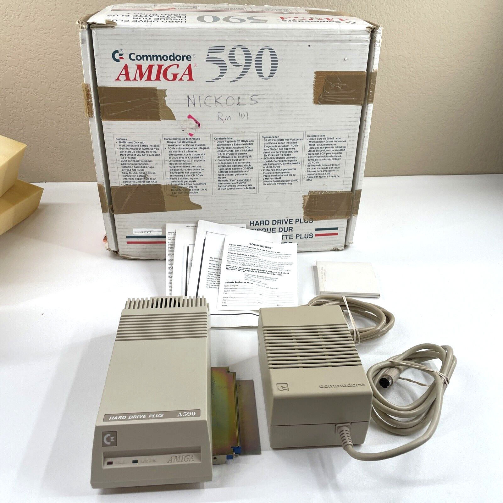Commodore A590 SCSI Western Digital XT 20MB Disk Drive Amiga 500 Computer Untest