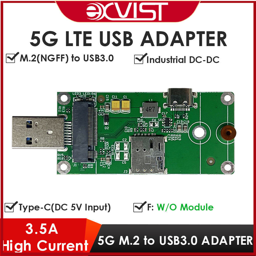 5G LTE USB Adapter M.2 to USB3.0 Dongle Supports DC5V Input by Type-C(USB2.0)