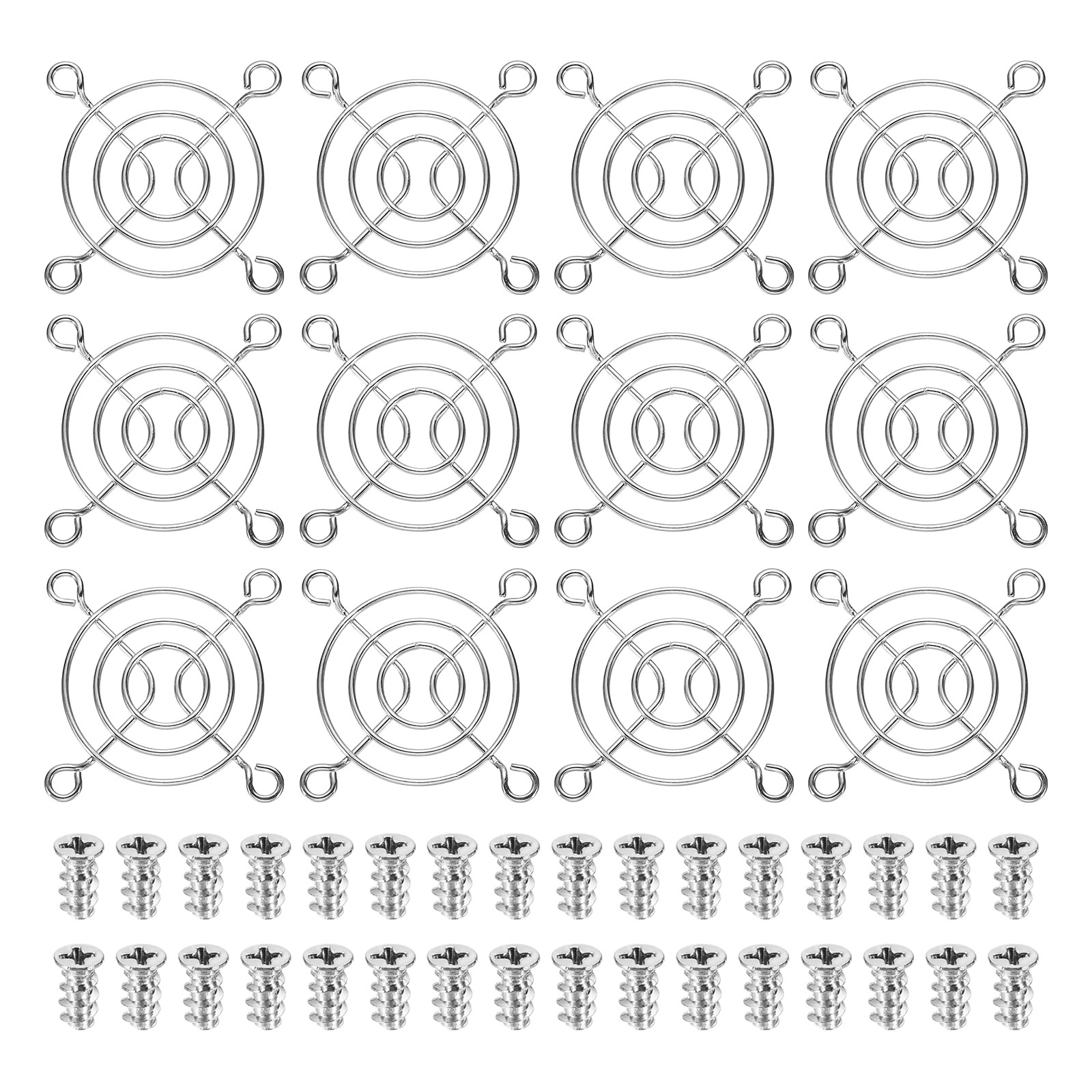 12Pcs 50mm Fan Finger Grill Metal Ventilation Grill Cover with Screws Silver]