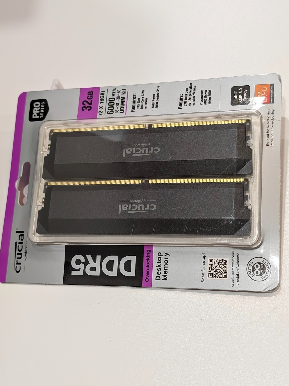 Crucial Pro Overclocking 32GB 2x16GB DDR5 6000 CL36 XMP EXPO Intel AMD RAM