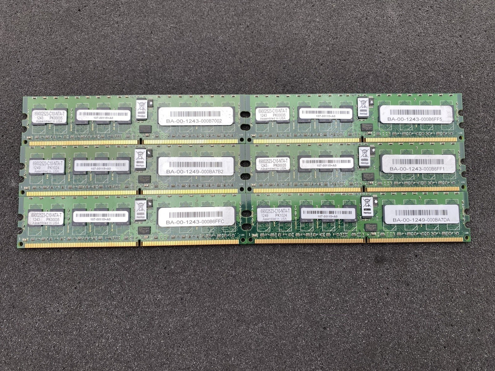 Lot of 6 NetApp 107-00115+A0 2GB PC2 Memory Dimm Modules Lot of 6 NetApp 107-00115+A0 2GB PC2 Memory Dimm Modules