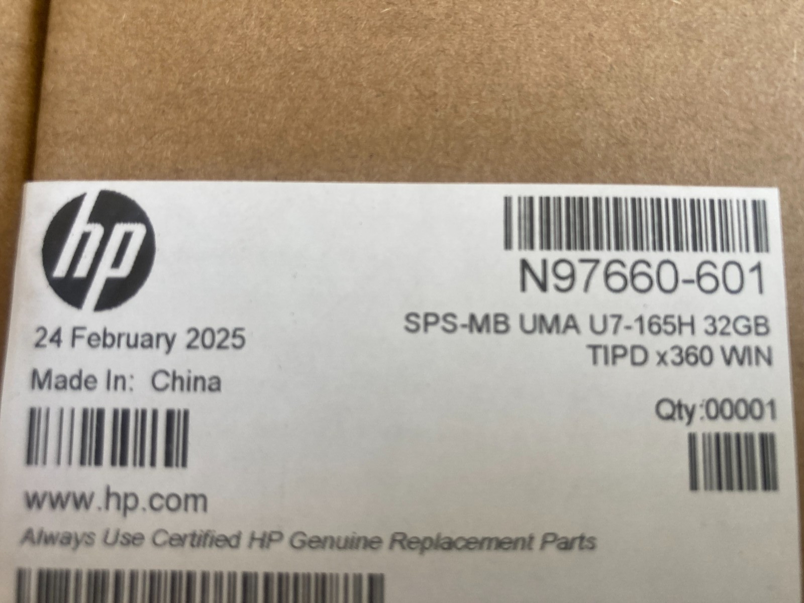 NEW HP N97660-601 UMA U7-165H 32GB TIPD x360 MOTHERBOARD ELITE x360 1040 G11