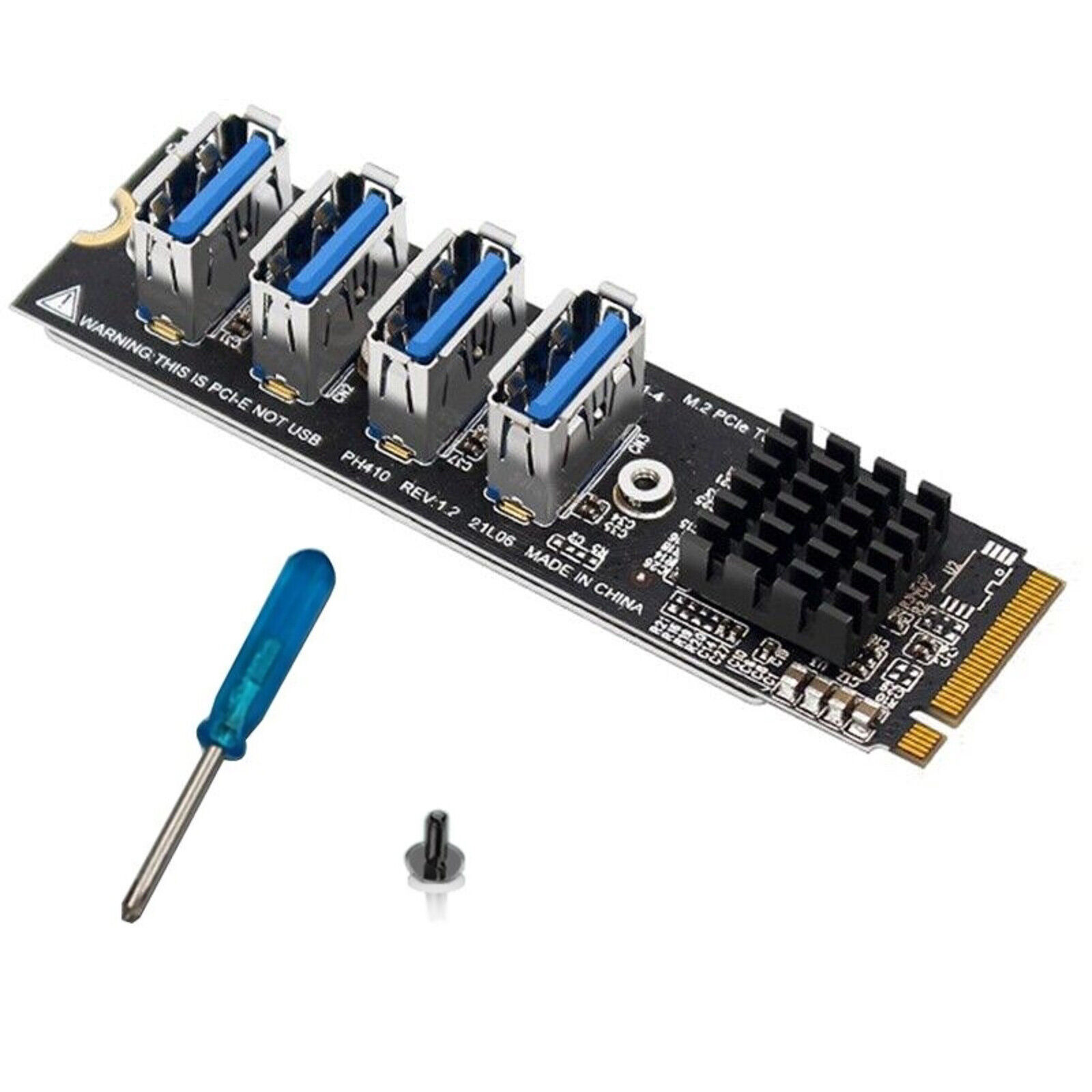 USB 3.0 PCI-E Card M.2 to PCIE Extender Riser 4 Port Extension Adapter Card