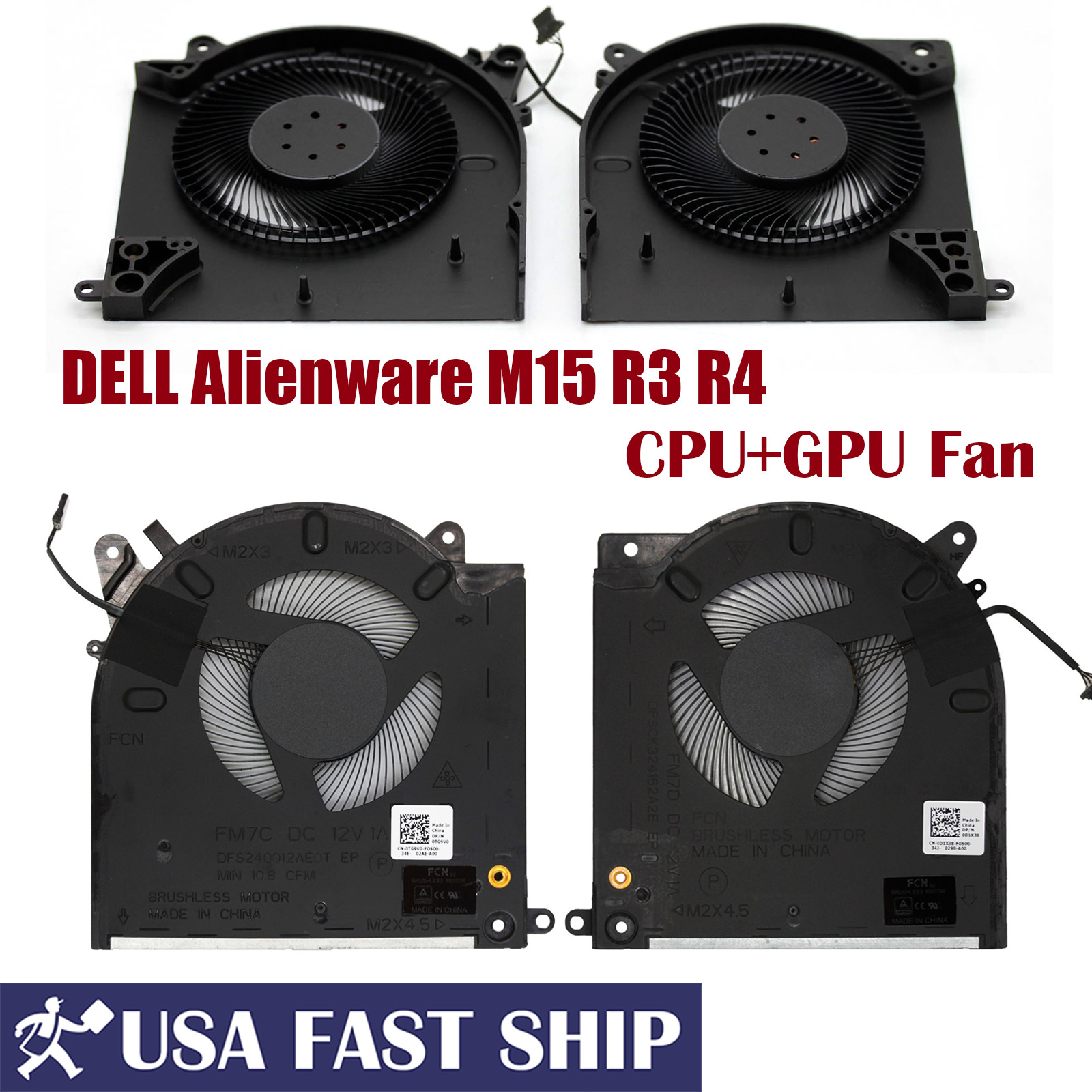OEM CPU + GPU Cooling Fan 12V 0TG9V0 0D1X38 For DELL Alienware M15 R3 R4 Laptop OEM CPU + GPU Cooling Fan 12V 0TG9V0 0D1X38 For DELL Alienware M15 R3 R4 Laptop