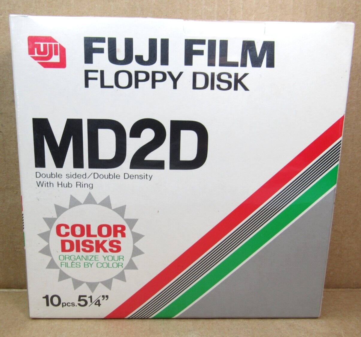 NEW SEALED Vtg 5.25 Floppy Disks FUJI FILM MD2D 10 Multi-color 5 1/4 Diskettes