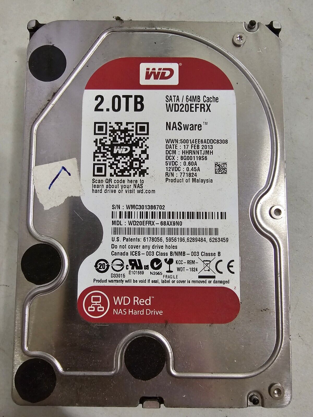 Western Digital WD Red 2.0TB NASware Hard Drive (WD20EFRX) Tested and Works