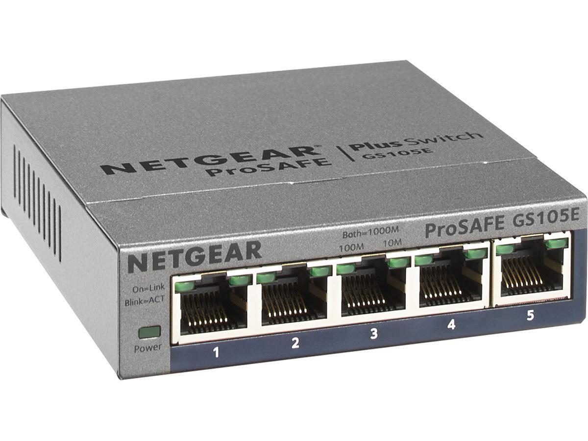 Netgear-New-GS105E-200NAS _ PROSAFE PLUS 5 PORT GIGABIT SWITCH