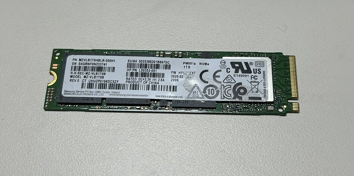 Samsung PM981a 1TB NVMe M.2 2280 SSD MZ-VLB1T0B Lenovo SSS0L25156 00UP736