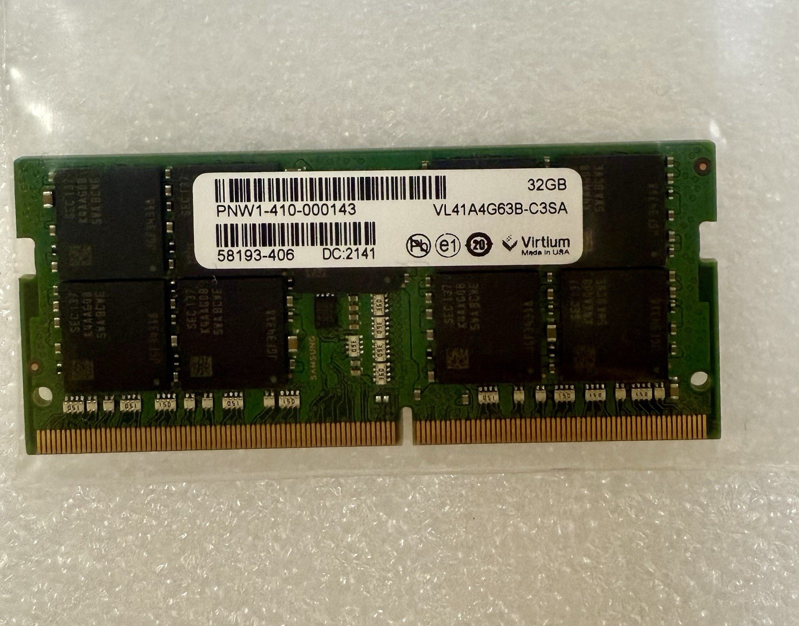 Virtium 32GB DDR4 SODIMM ECC Memory VL41A4G63B-C3SA OEM Fast Ship From USA Virtium 32GB DDR4 SODIMM ECC Memory VL41A4G63B-C3SA OEM Fast Ship From USA