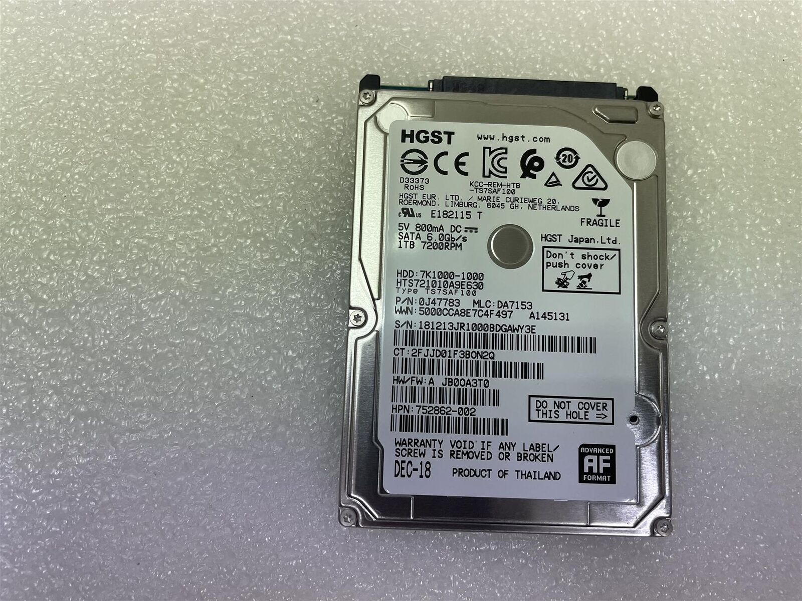 For HP L59057-001 HGST 7K1000-1000 1TB 7200RPM Hard Disk Drive HDD