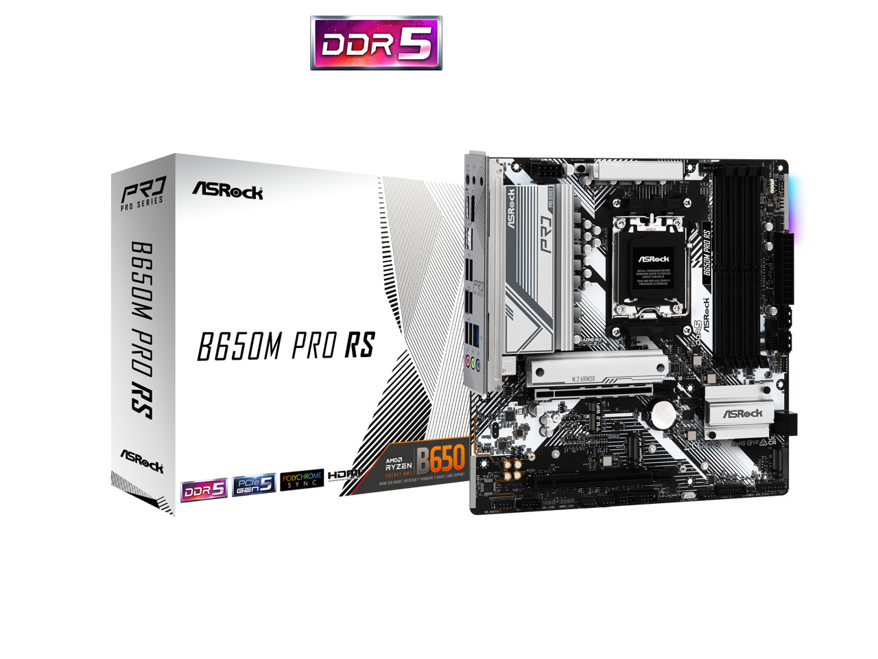 ASRock B650M PRO RS AM5 AMD B650 SATA 6Gb/s Micro ATX Motherboard ASRock B650M PRO RS AM5 AMD B650 SATA 6Gb/s Micro ATX Motherboard