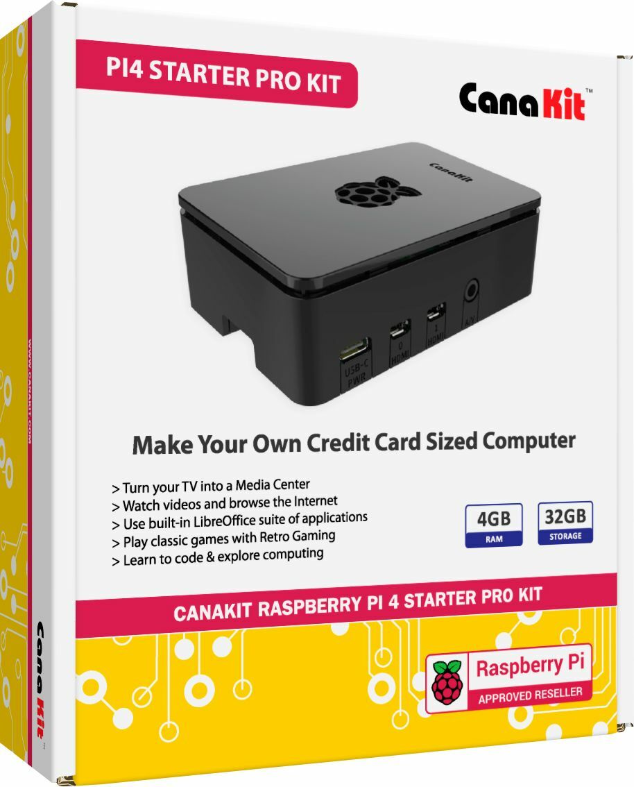 CanaKit - Raspberry Pi 4 Starter PRO Kit 4GB RAM - Black CanaKit - Raspberry Pi 4 Starter PRO Kit 4GB RAM - Black