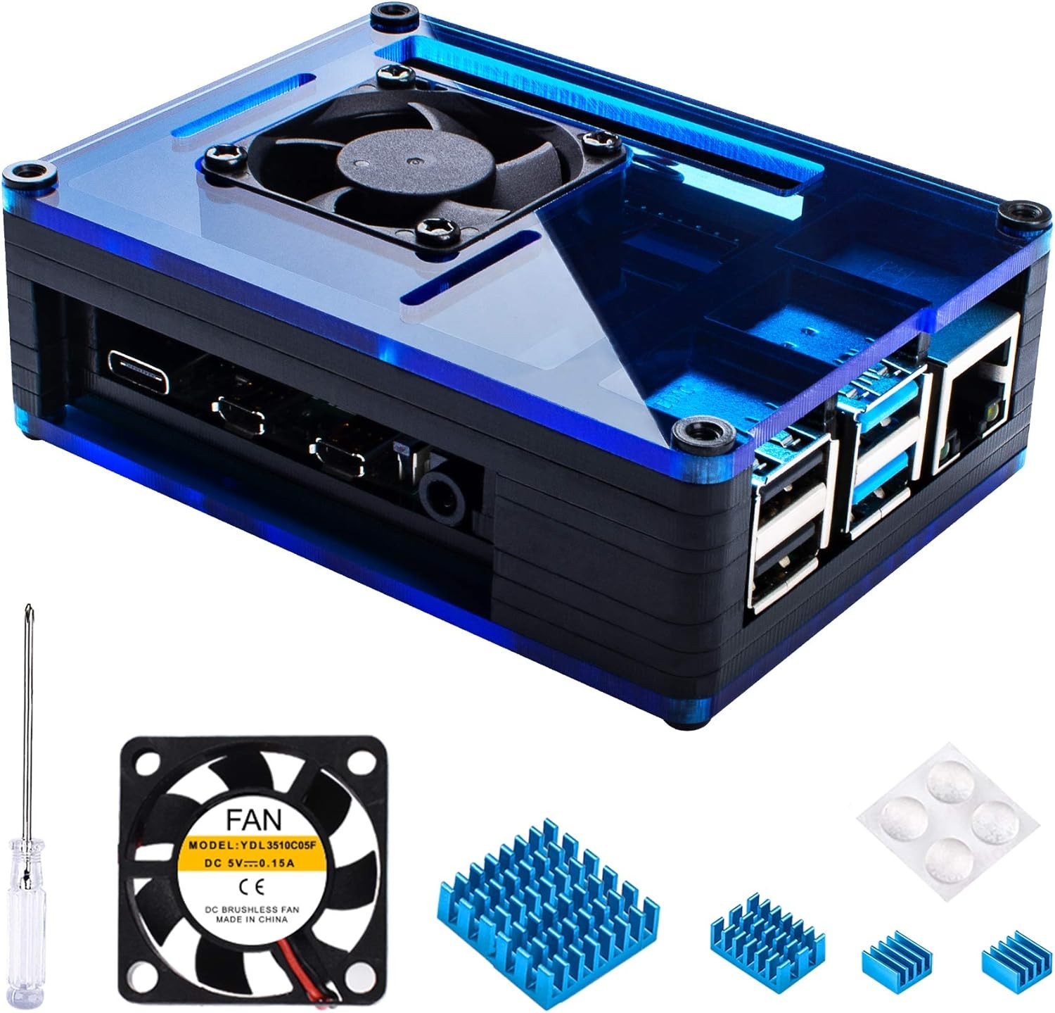 Raspberry Pi 4 Case with Fan Cooling , 4 Pcs Aluminum Heat Sinks , Case for Rasp Raspberry Pi 4 Case with Fan Cooling , 4 Pcs Aluminum Heat Sinks , Case for Rasp