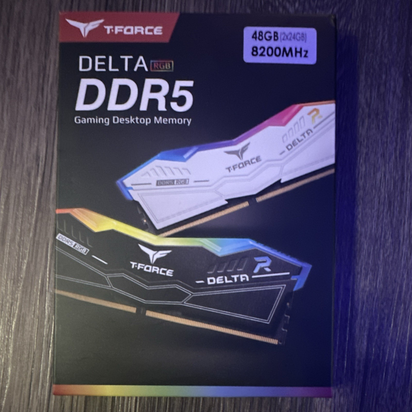 BLACK T-Force Delta RGB DDR5 RAM 48GB (2x24GB) 8200MHz DIMM RGB BLACK T-Force Delta RGB DDR5 RAM 48GB (2x24GB) 8200MHz DIMM RGB