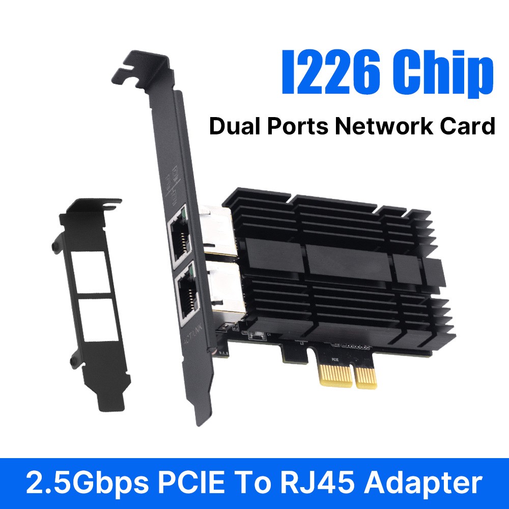 2.5G PCI-E Wired Network Card Intel I226 Chip Dual Port RJ45 Low Latency Gaming 2.5G PCI-E Wired Network Card Intel I226 Chip Dual Port RJ45 Low Latency Gaming