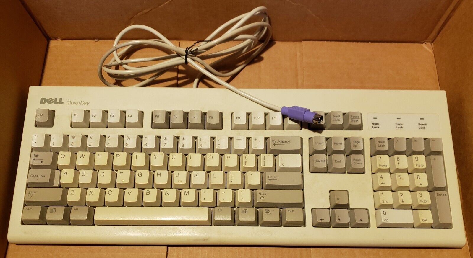 Vintage Dell QuietKey SK-8000 PS/2 Beige Wired Keyboard - Tested, Works Great