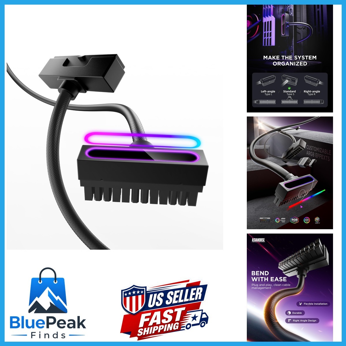 AsiaHorse Hydrus-24PIN PC PSU Extension Cable ARGB LED 2000W Whole Set AsiaHorse Hydrus-24PIN PC PSU Extension Cable ARGB LED 2000W Whole Set