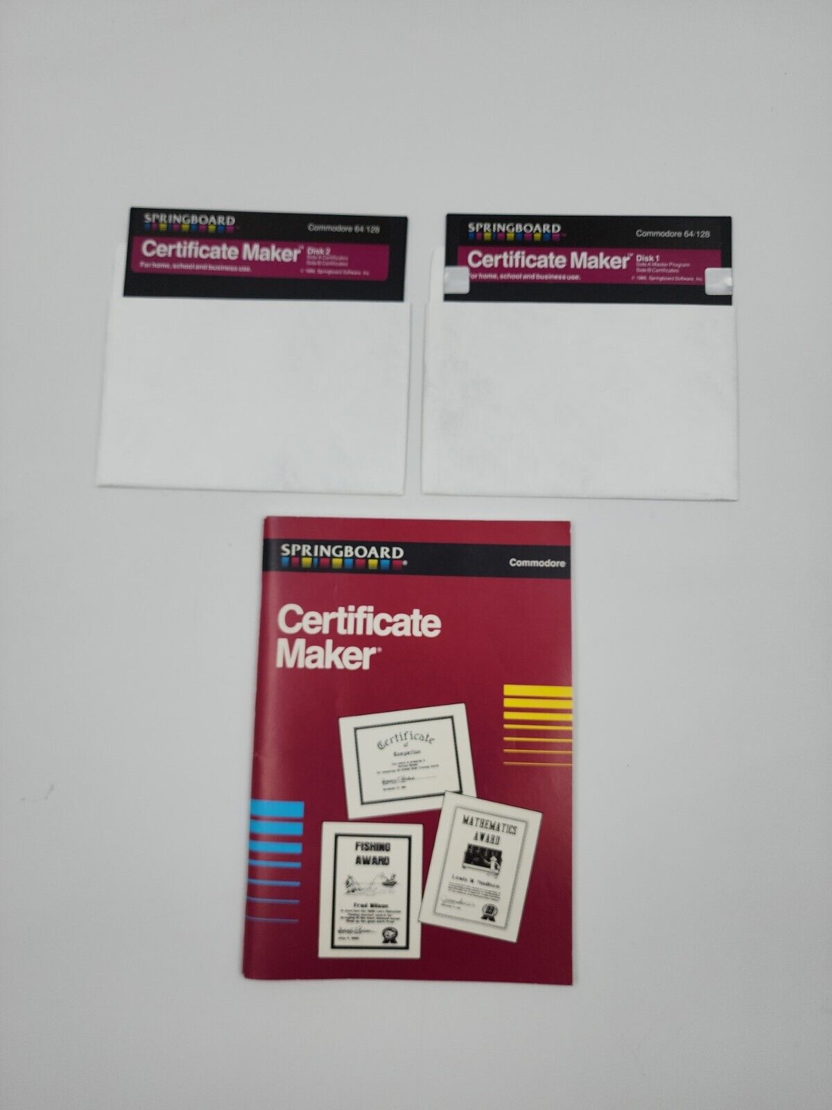 Vintage Springboard Certificate Maker Software Commodore 64/128 1986 Disk Home