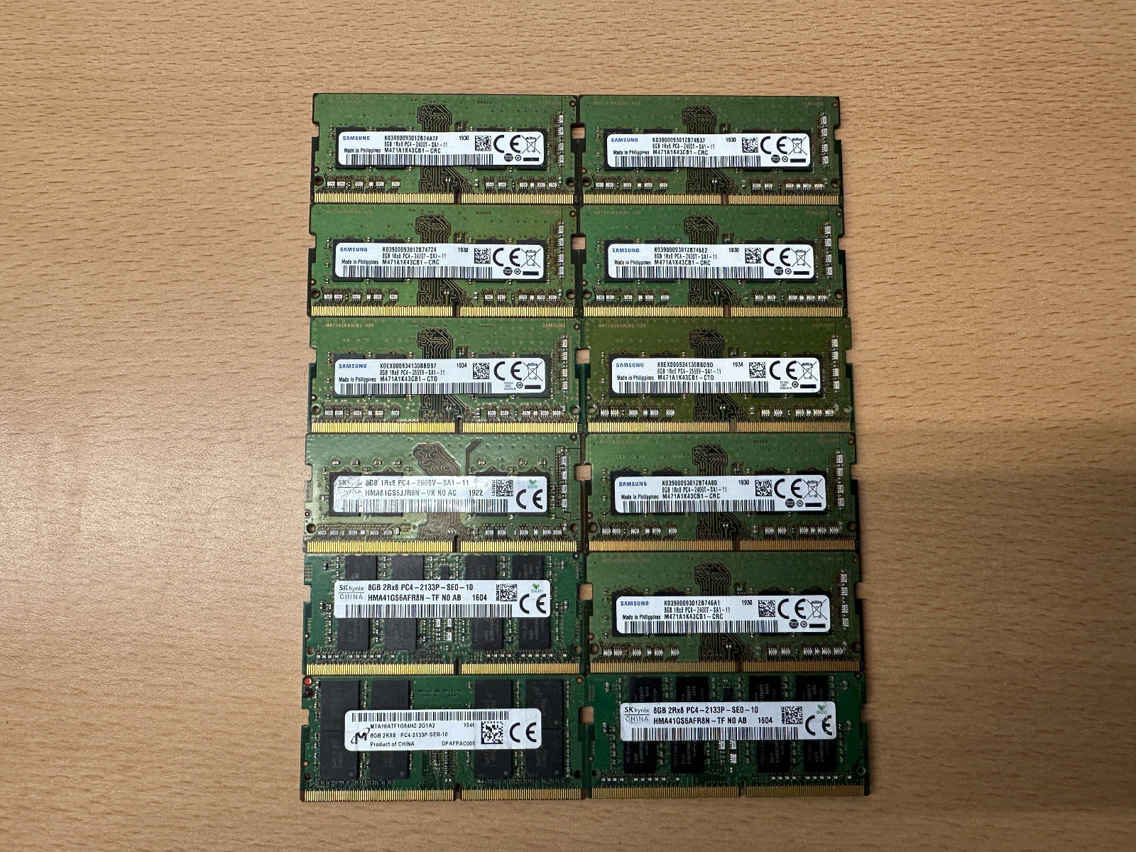 Lot of (12) 8GB DDR4 Various Speed/Brand Memory RAM SODIMMs Read