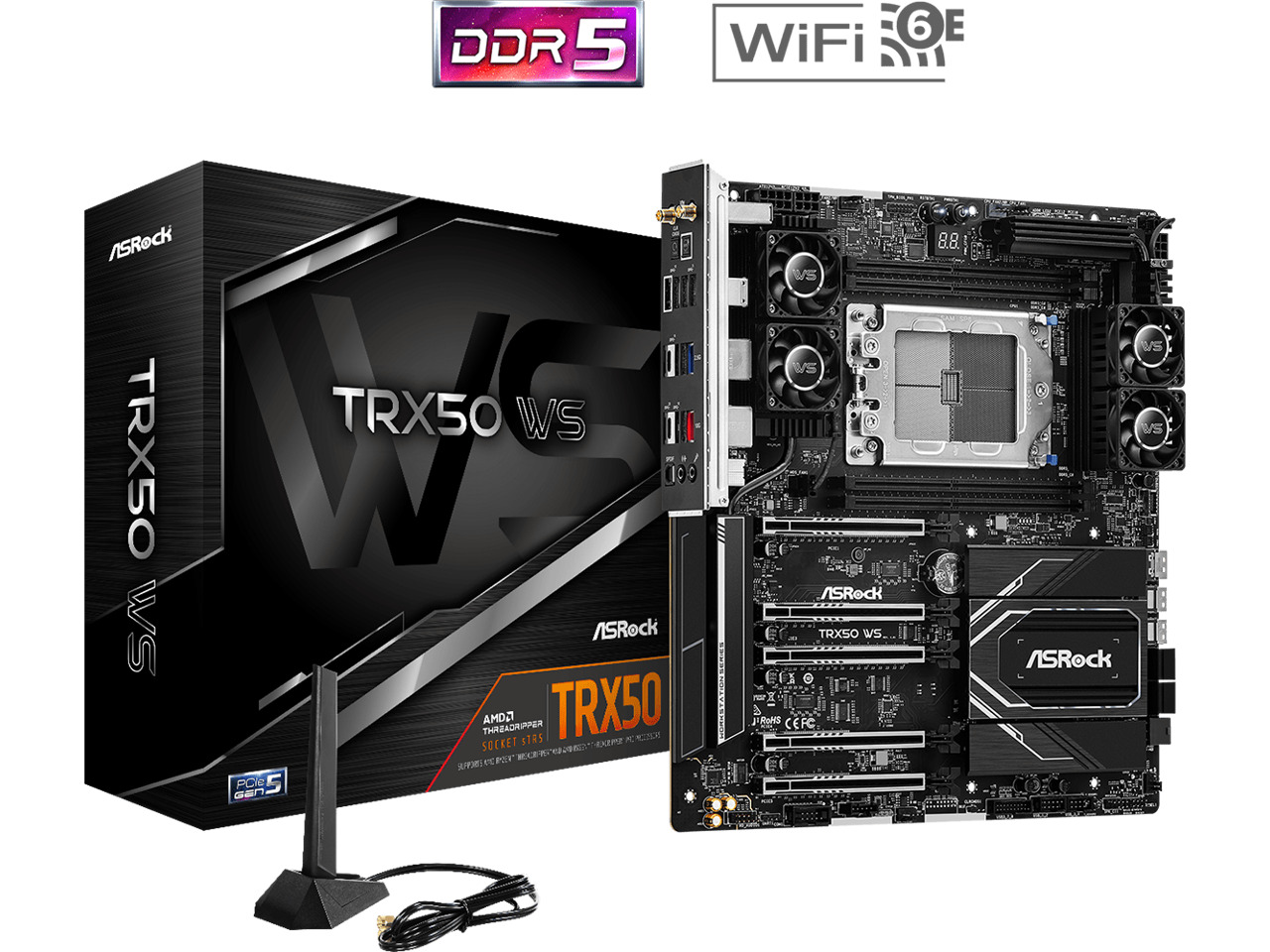 ASROCK TRX50 WS  AMD TRX50 Ryzen 7000, EATX, SATA3 6.0 Gb/s, DDR5, 10G LAN,  2.5