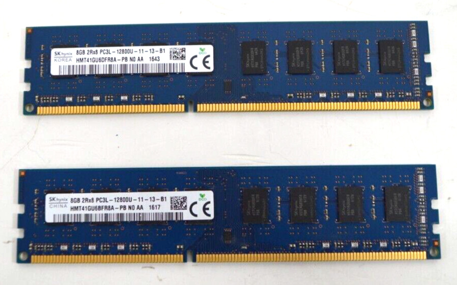 16GB (2x8GB) SK Hynix 2Rx8 PC3L-12800U-11-13-B1 HMT41GU6DFR8A-PB Desktop Memory