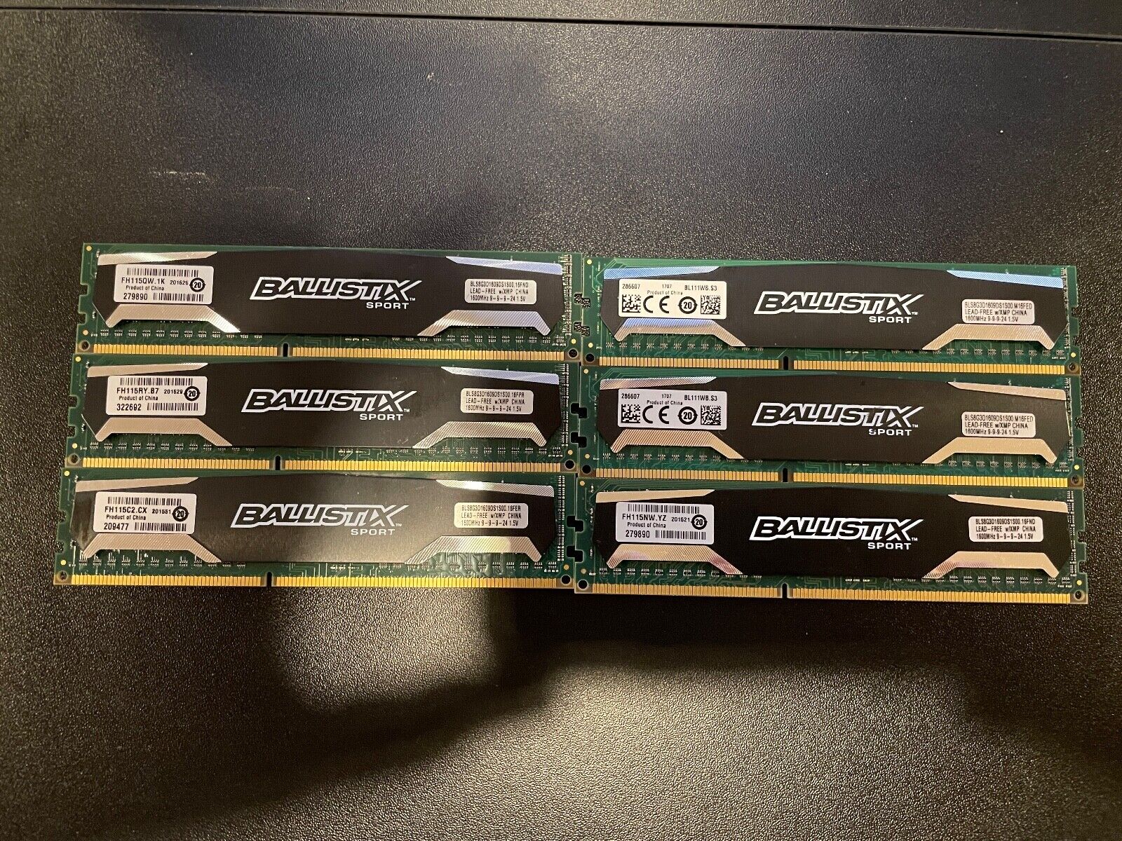 Crucial Ballistic DDR3 RAM Lot - 8GB x 6 - DIMM 1600 MHz SDRAM Memory