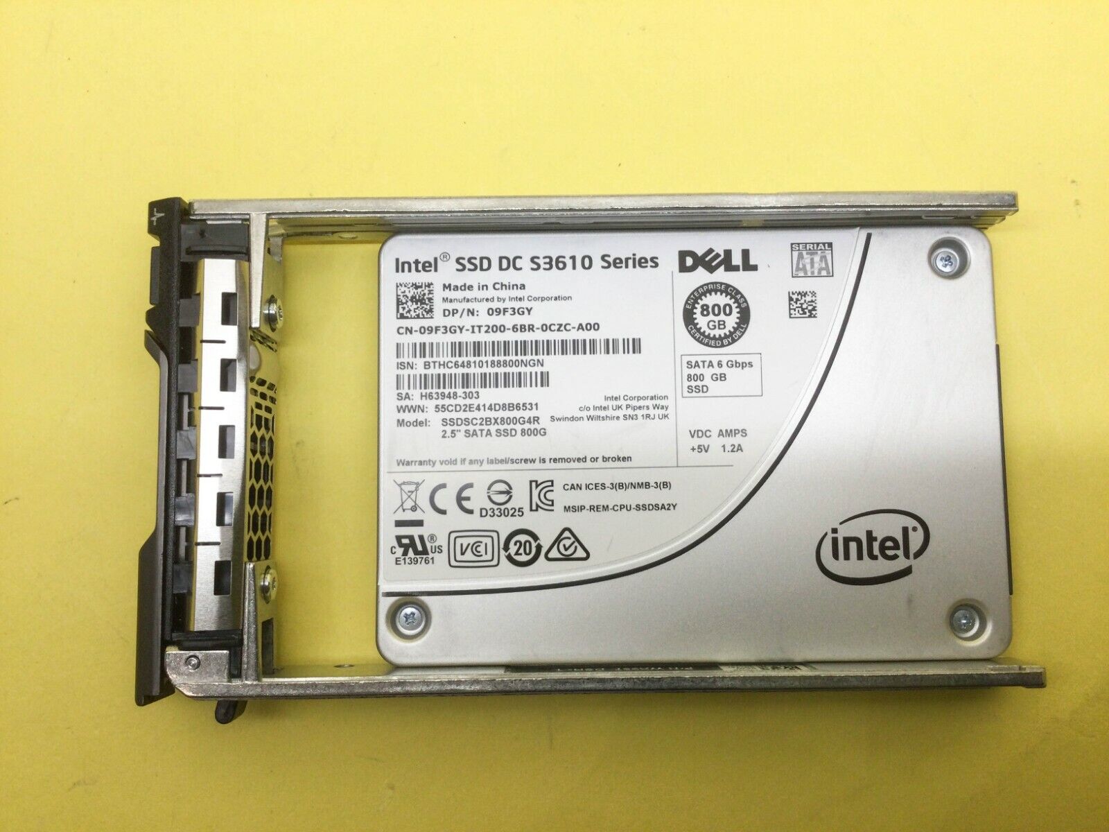 09F3GY DELL /Intel DC S3610 Series SSDSC2BX800G4R 800GB 2.5 inch SATA3 SSD 9F3GY