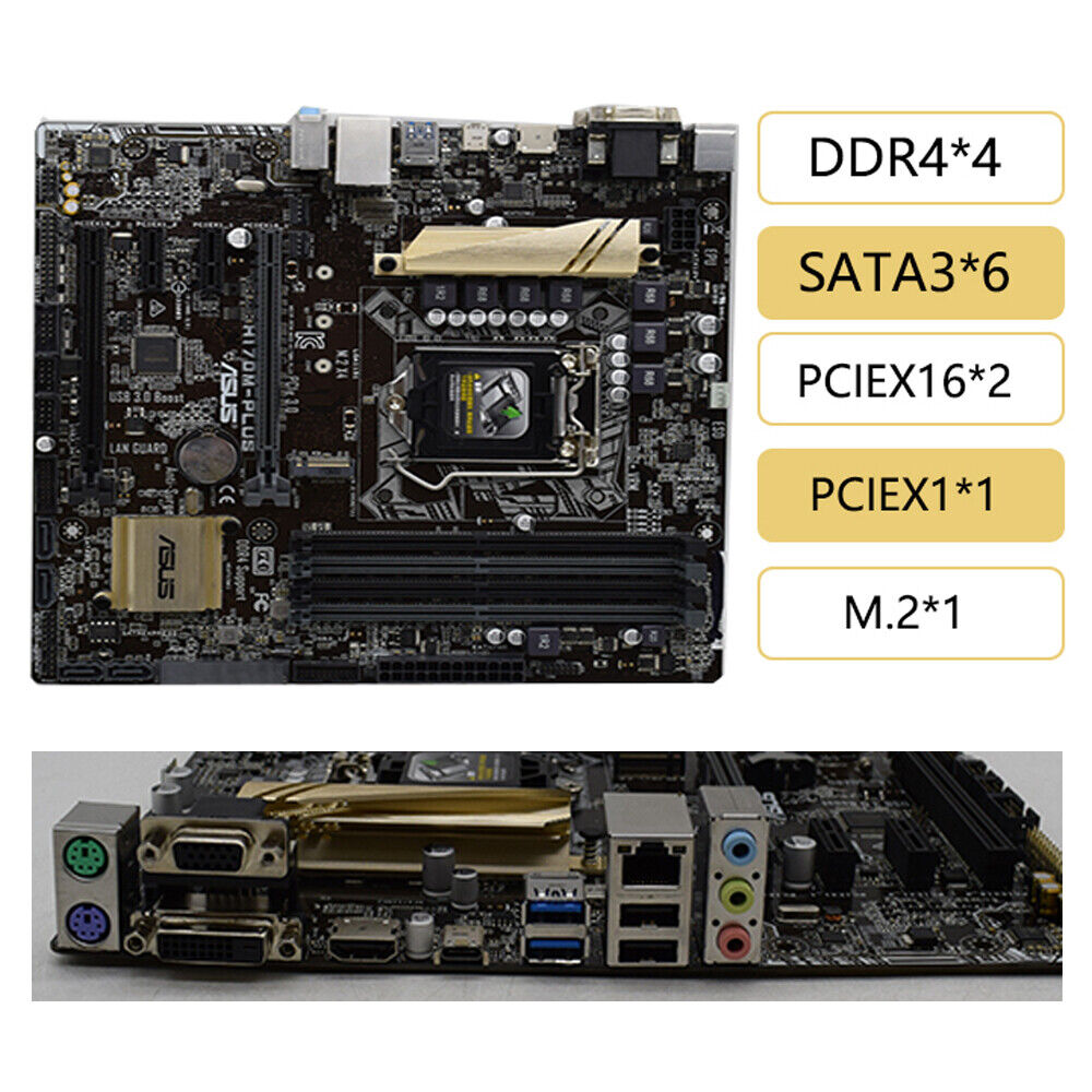 For ASUS H170M-PLUS LGA1151 DDR4 VGA+DVI+HDMI Micro ATX Motherboard