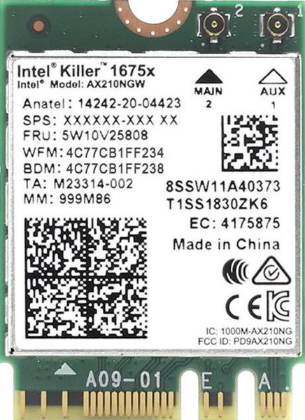 Killer Wi-Fi 6E AX1675x Tri-Band AX210 M.2 2230 + Bluetooth 5.3