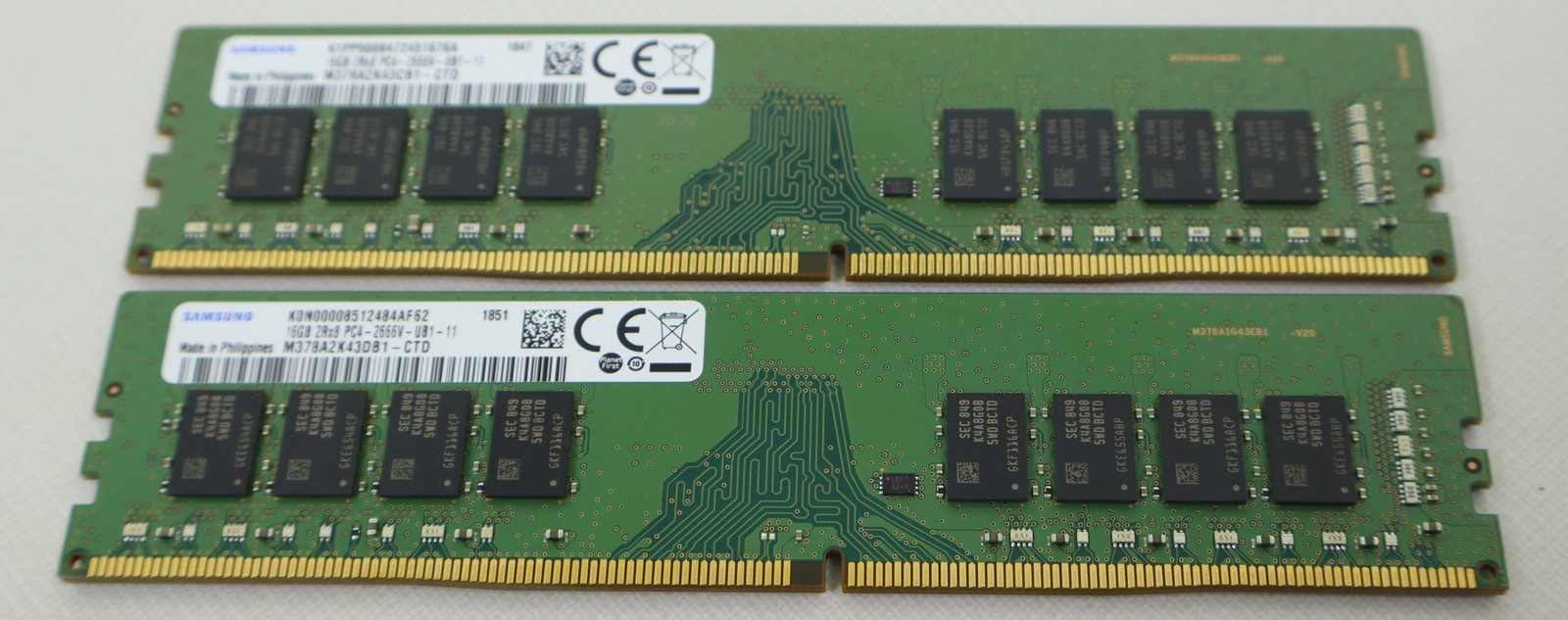 Lot of 2x Samsung 16GB 2Rx8 PC4-2666V DDR4 UDIMM Desktop RAM
