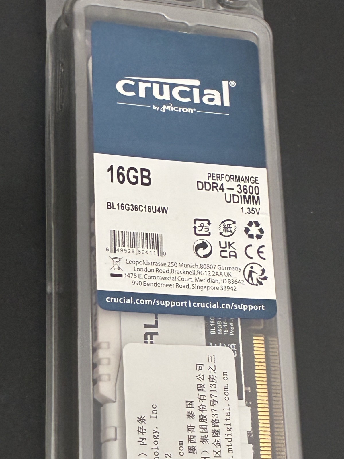 Crucial Ballistix 3600 DDR4 16GB DRAM Desktop Gaming Memory ( BL16G36C16U4W ) Crucial Ballistix 3600 DDR4 16GB DRAM Desktop Gaming Memory ( BL16G36C16U4W )