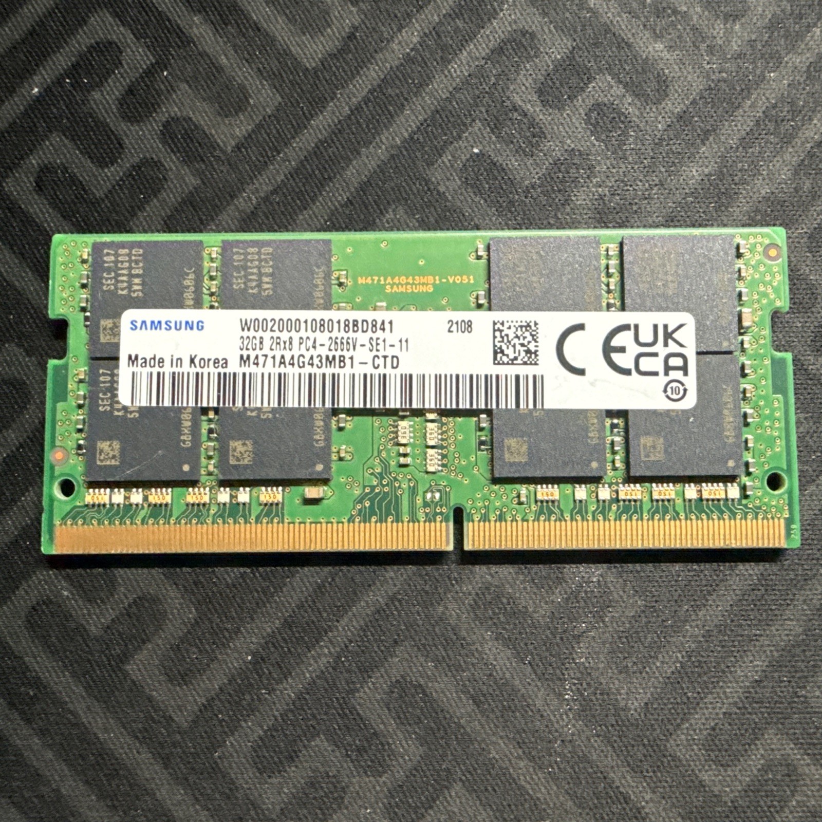Samsung 32GB DDR4 2666 MHz PC4-21300 Laptop RAM M471A2K43CB1-CTD Samsung 32GB DDR4 2666 MHz PC4-21300 Laptop RAM M471A2K43CB1-CTD