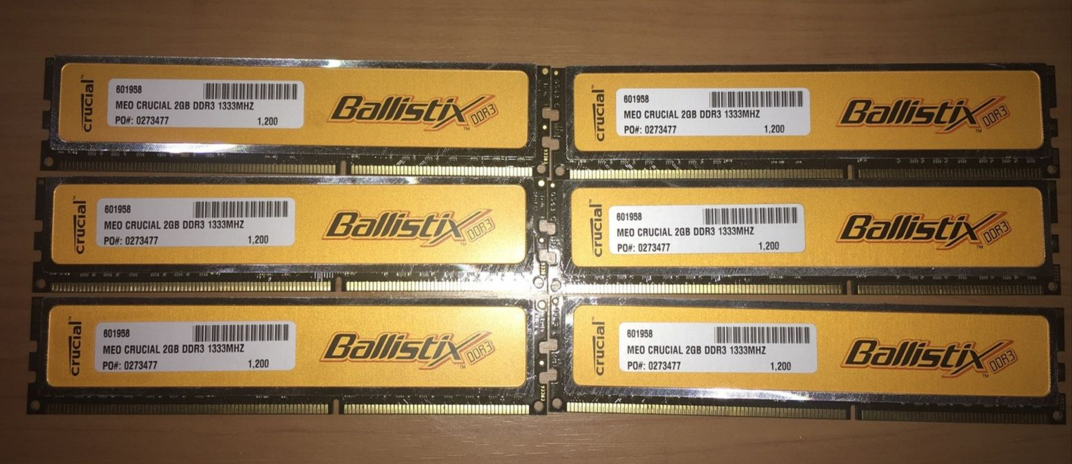 Crucial Ballistix 2 GB x 6 BL25664BN1337 PC3-10600 DDR3-1333 RAM