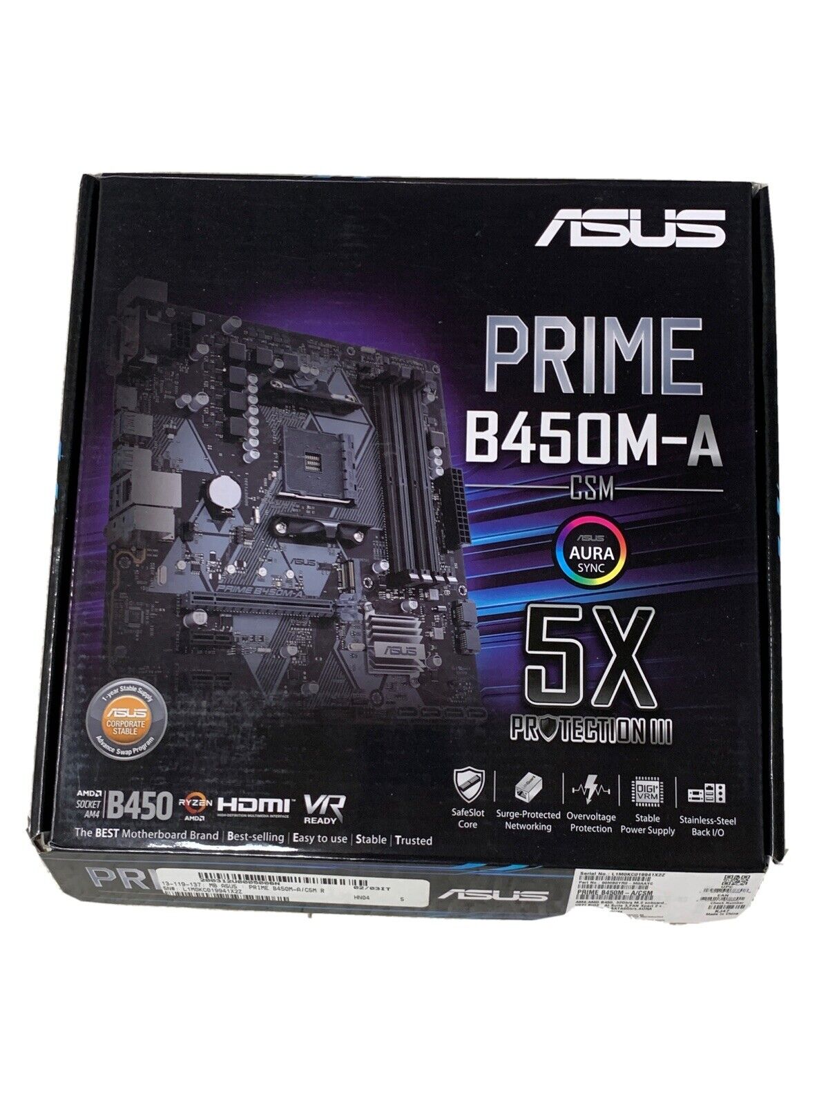 ASUS PRIME B450M-A/CSM B450 AMD Ryzen AM4 DDR4 mATX Motherboard