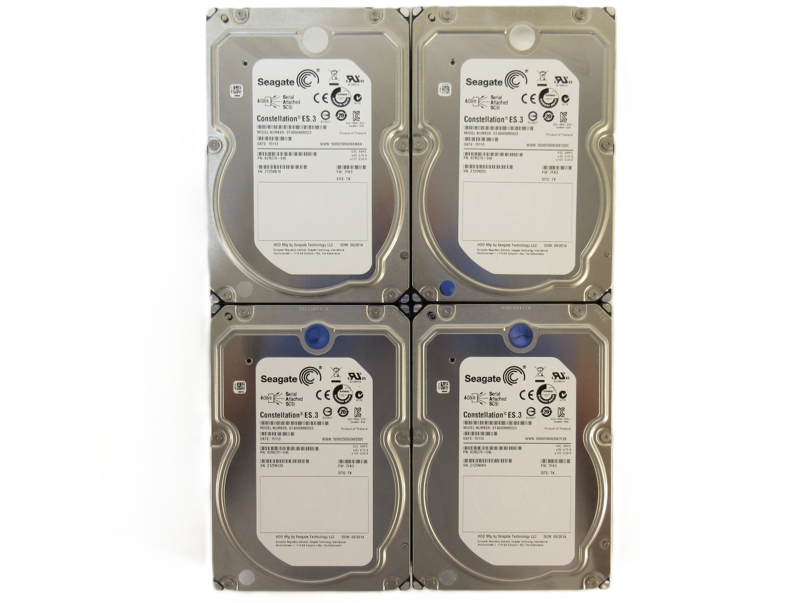 Lot of 4 Seagate Constellation ES.3 ST4000NM0023 4TB 7.2K SAS 6Gb/s 3.5 Lot of 4 Seagate Constellation ES.3 ST4000NM0023 4TB 7.2K SAS 6Gb/s 3.5