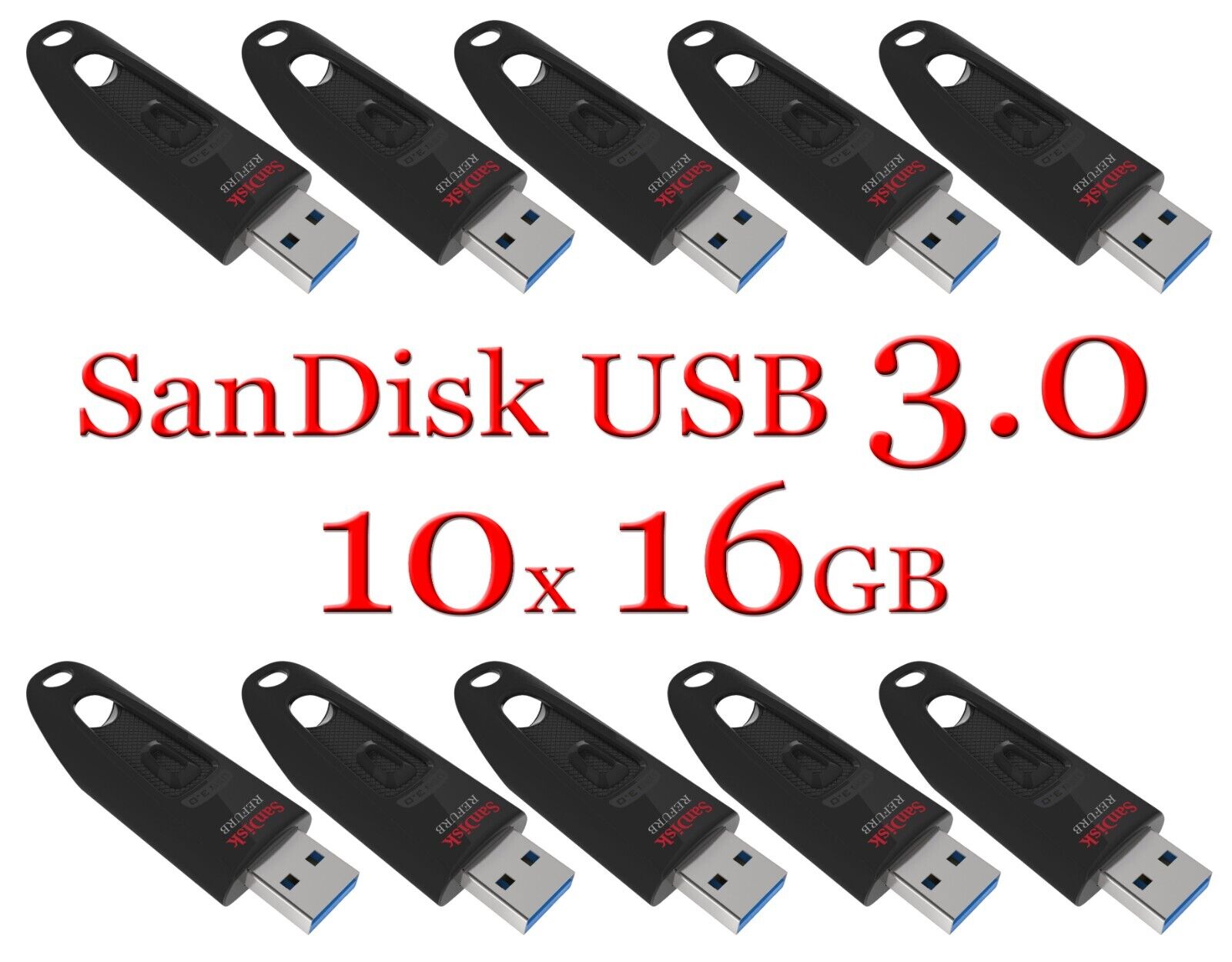 Lot 10x SanDisk Cruzer ULTRA USB 3.0 16GB USB flash thumb drive SDCZ48-016G 16