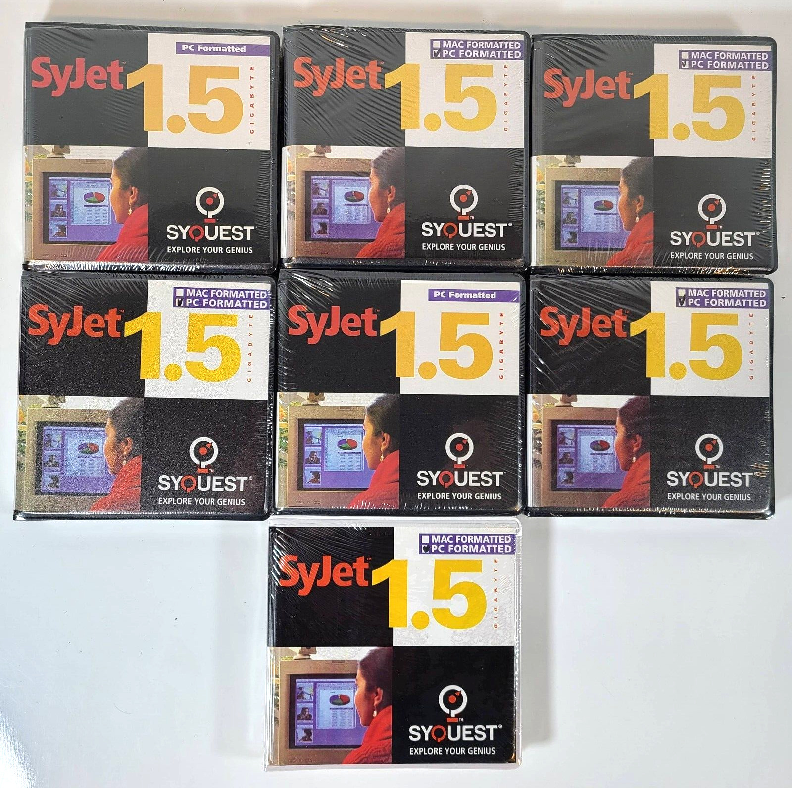 SyQuest Syjet 1.5GB Media Storage - PC Formatted Discs Vintage Computer-Lot of 7