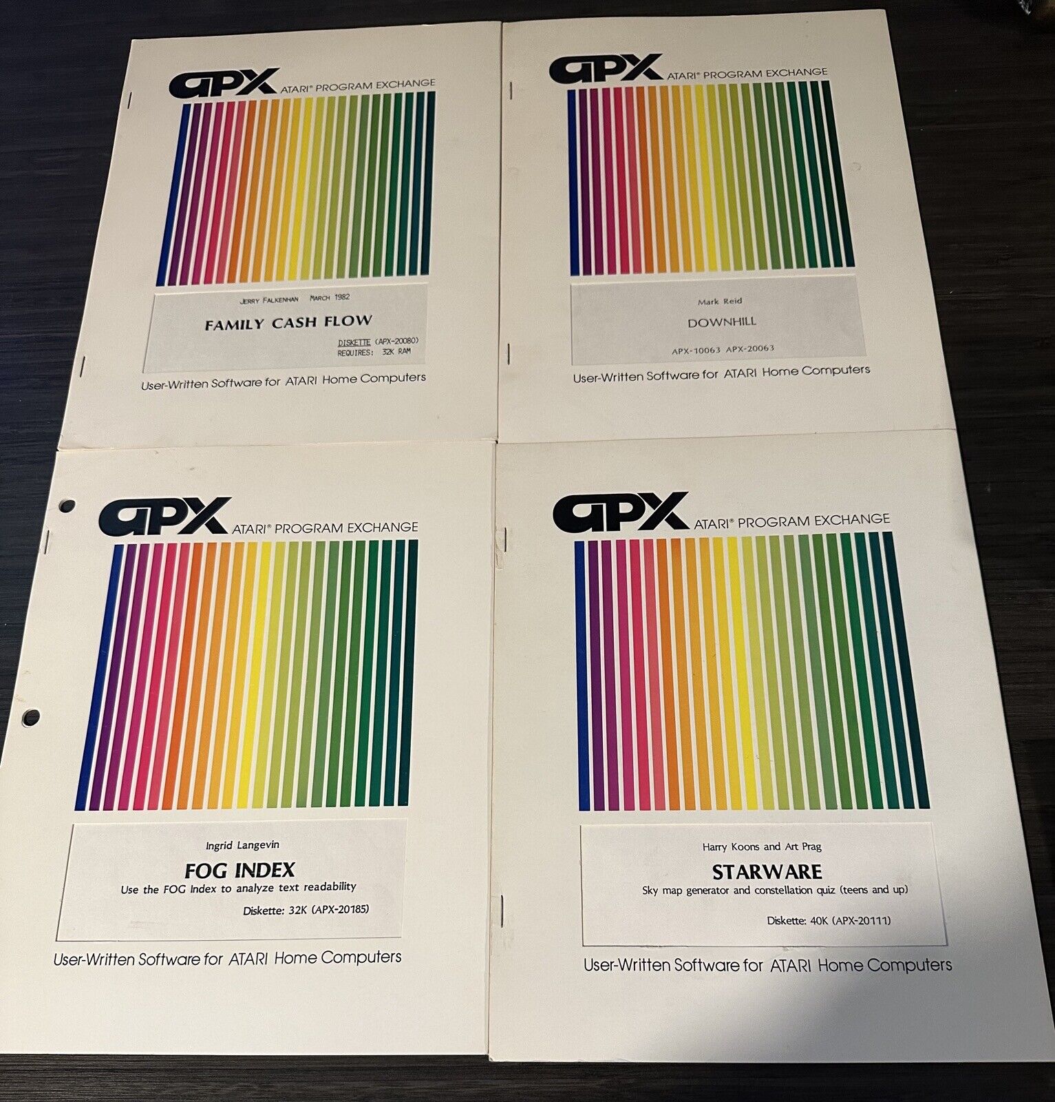 Atari APX manuals 400 800 XL XE Computer Starware Downhill Fog Index Cash Flow