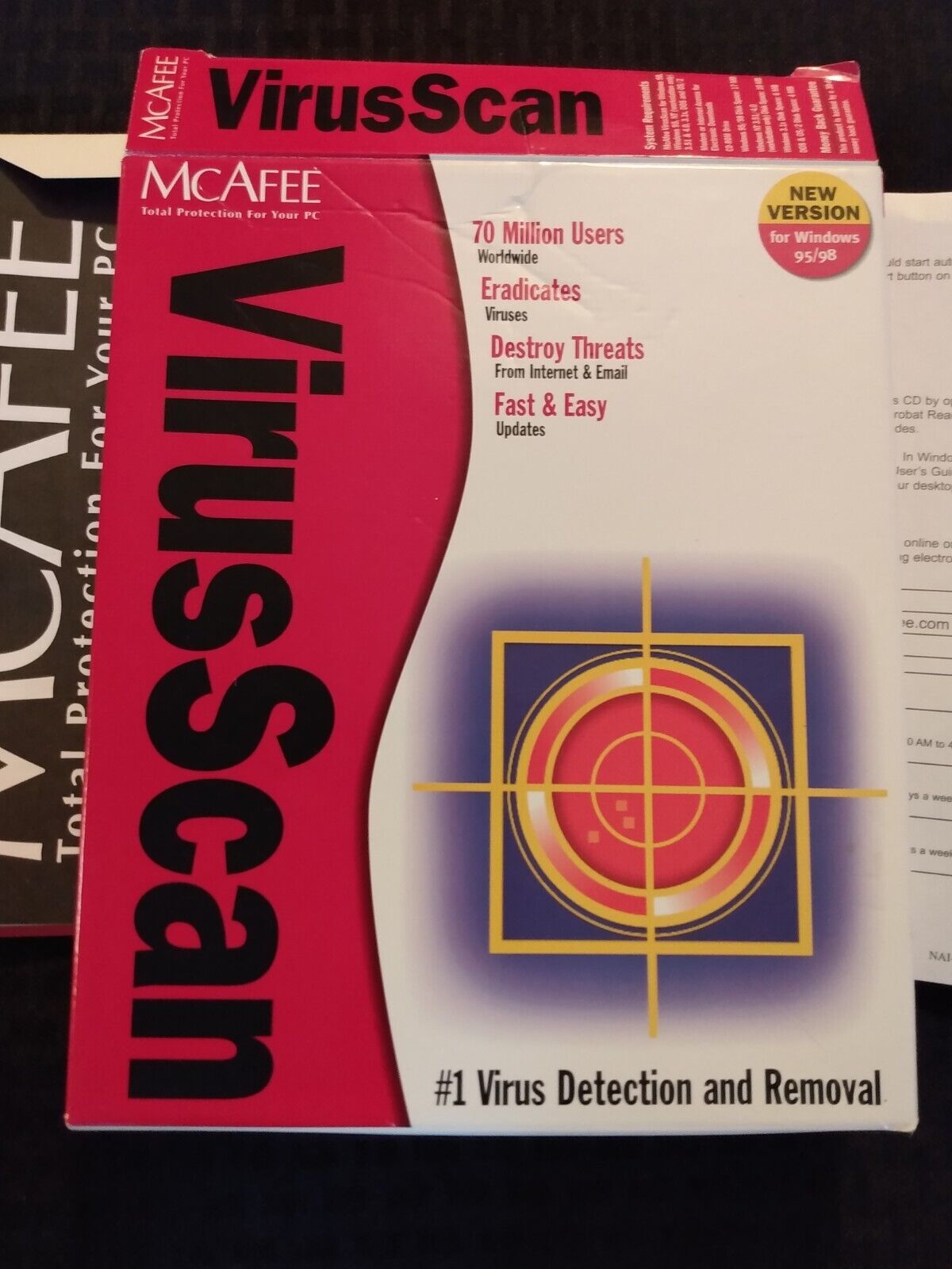 Vintage McAfee Virus Scan For Windows 95, 98, nt open Box CD version 