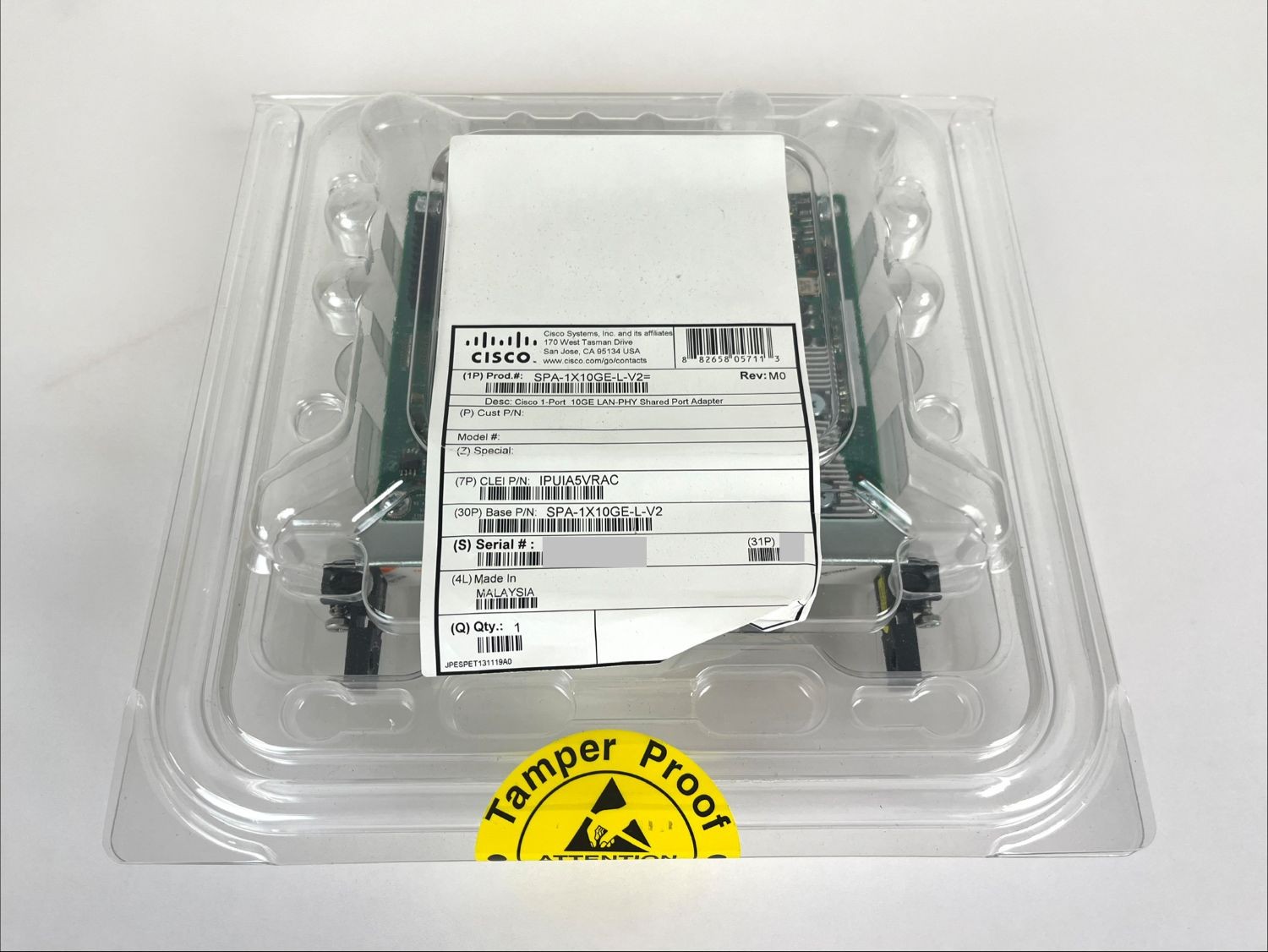 New Cisco SPA-1X10GE-L-V2 1-Port 10Gigabit Ethernet Shared Port Adapter New Cisco SPA-1X10GE-L-V2 1-Port 10Gigabit Ethernet Shared Port Adapter