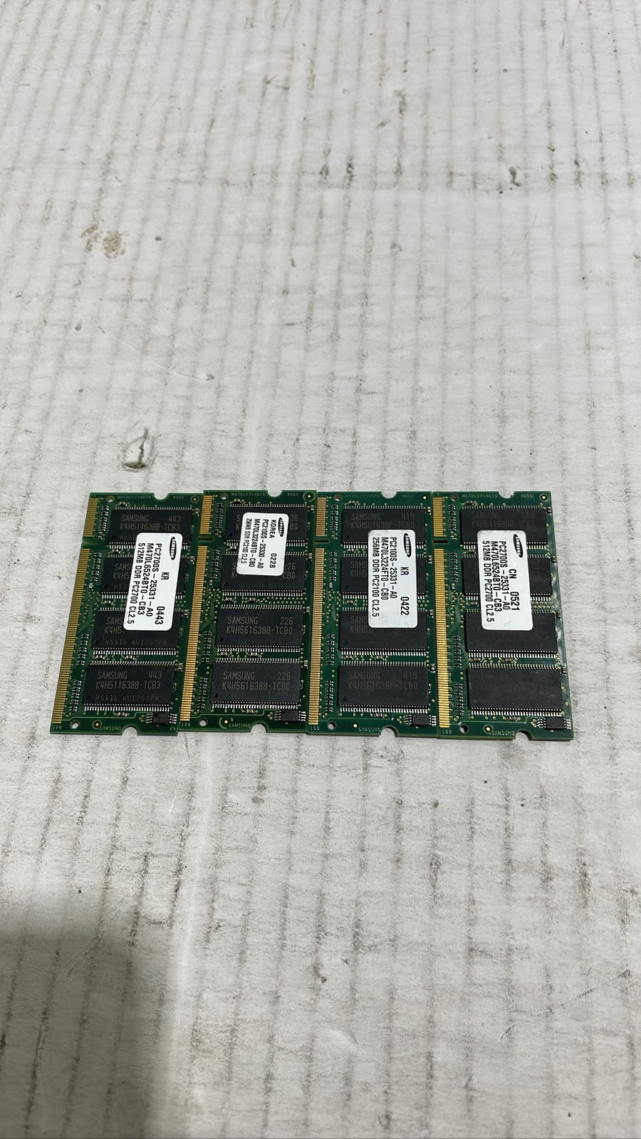 Samsung DDR1 Laptop RAM 512MB 256MB PC2700S PC2100S SO-DIMM Lot Of 4 Samsung DDR1 Laptop RAM 512MB 256MB PC2700S PC2100S SO-DIMM Lot Of 4