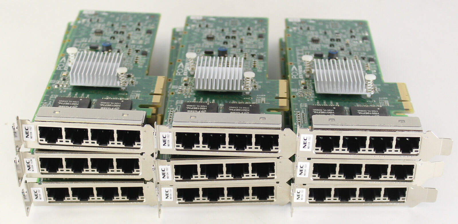 Lot of 9 NEC N8104-133 EXP182A Quad Port 1000Base-T Ethernet Adapter Card